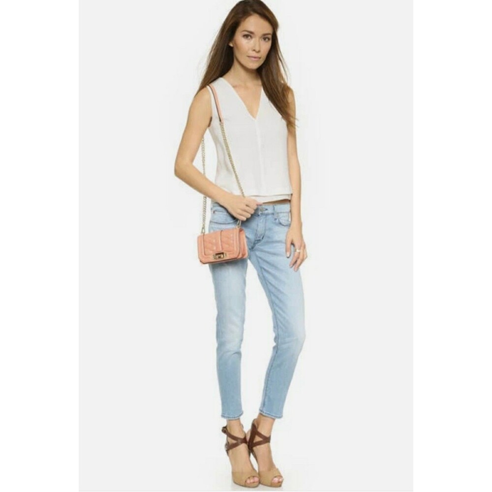 NWT Rebecca Minkoff Mini Love Quilted Leather Crossbody Bag Beige Colored III
